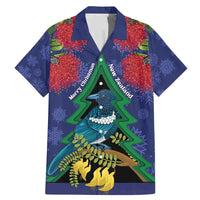 New Zealand Christmas In July Family Matching Mermaid Dress and Hawaiian Shirt Kowhai Tui Bird With Pohutukawa - Blue