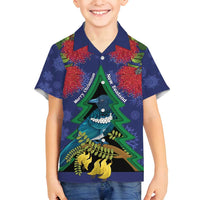 New Zealand Christmas In July Family Matching Puletasi and Hawaiian Shirt Kowhai Tui Bird With Pohutukawa - Blue