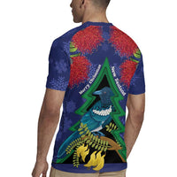 New Zealand Christmas In July Rugby Jersey Kowhai Tui Bird With Pohutukawa - Blue