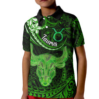 Polynesian Pride Taurus Zodiac Kid Polo Shirt Astrological Sign Tribal Plumeria Green Galaxy LT14 Kid Green - Polynesian Pride