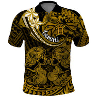 Polynesian Pride Gemini Zodiac Polo Shirt Astrological Sign Tribal Plumeria Gold Galaxy LT14 Gold - Polynesian Pride