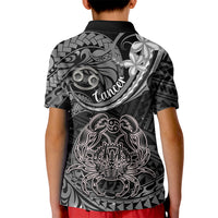 Polynesian Pride Cancer Zodiac Kid Polo Shirt Astrological Sign Tribal Plumeria Grey Galaxy LT14 - Polynesian Pride