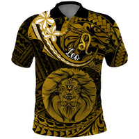 Polynesian Pride Leo Zodiac Polo Shirt Astrological Sign Tribal Plumeria Gold Galaxy LT14 Gold - Polynesian Pride