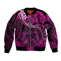 Polynesian Pride Libra Zodiac Bomber Jacket Astrological Sign Tribal Plumeria Pink Galaxy LT14 Unisex Pink - Polynesian Pride
