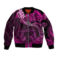 Polynesian Pride Libra Zodiac Sleeve Zip Bomber Jacket Astrological Sign Tribal Plumeria Pink Galaxy LT14 Unisex Pink - Polynesian Pride