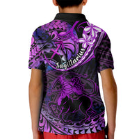 Polynesian Pride Sagittarius Zodiac Kid Polo Shirt Astrological Sign Tribal Plumeria Purple Galaxy LT14 - Polynesian Pride