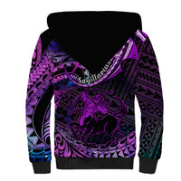Polynesian Pride Sagittarius Zodiac Sherpa Hoodie Astrological Sign Tribal Plumeria Purple Galaxy LT14 - Polynesian Pride