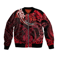 Polynesian Pride Capricorn Zodiac Bomber Jacket Astrological Sign Tribal Plumeria Red Galaxy LT14 Unisex Red - Polynesian Pride