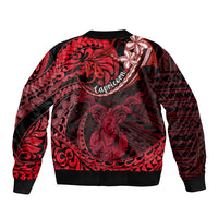 Polynesian Pride Capricorn Zodiac Bomber Jacket Astrological Sign Tribal Plumeria Red Galaxy LT14 - Polynesian Pride