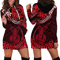 Polynesian Pride Capricorn Zodiac Hoodie Dress Astrological Sign Tribal Plumeria Red Galaxy LT14 - Polynesian Pride