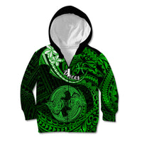Polynesian Pride Pisces Zodiac Kid Hoodie Astrological Sign Tribal Plumeria Green Galaxy LT14 Zip Hoodie Green - Polynesian Pride