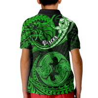 Polynesian Pride Pisces Zodiac Kid Polo Shirt Astrological Sign Tribal Plumeria Green Galaxy LT14 - Polynesian Pride