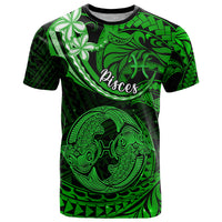 Polynesian Pride Pisces Zodiac T Shirt Astrological Sign Tribal Plumeria Green Galaxy LT14 Green - Polynesian Pride