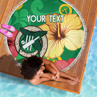 Custom Vanuatu Cricket Beach Blanket 2024 Tropical Flowers Version