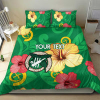 Custom Vanuatu Cricket Bedding Set 2024 Tropical Flowers Version