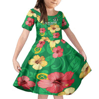 Custom Vanuatu Cricket Family Matching Long Sleeve Bodycon Dress and Hawaiian Shirt 2024 Tropical Flowers Version