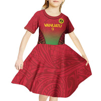 Custom Vanuatu Cricket Kid Short Sleeve Dress 2024 Polynesian Pattern Sporty Style LT14 - Polynesian Pride