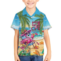 Flamingo Aloha Hawaii Family Matching Off The Shoulder Long Sleeve Dress and Hawaiian Shirt It's 5 O’Clock Somewhere Tropical Vibes - Polynesian Pride