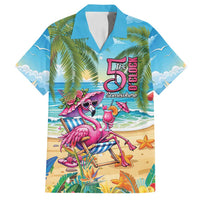Flamingo Aloha Hawaii Family Matching Off Shoulder Short Dress and Hawaiian Shirt It's 5 OClock Somewhere Tropical Vibes LT14 Dad's Shirt - Short Sleeve Blue - Polynesian Pride