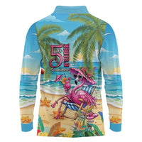 Flamingo Aloha Hawaii Long Sleeve Polo Shirt It's 5 OClock Somewhere Tropical Vibes LT14 - Polynesian Pride