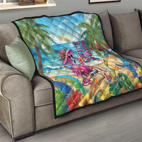 Flamingo Aloha Hawaii Quilt It's 5 O’Clock Somewhere Tropical Vibes - Polynesian Pride