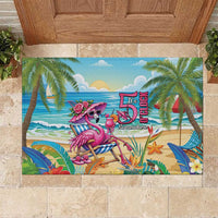 Flamingo Aloha Hawaii Rubber Doormat It's 5 OClock Somewhere Tropical Vibes LT14 Blue - Polynesian Pride