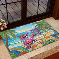 Flamingo Aloha Hawaii Rubber Doormat It's 5 OClock Somewhere Tropical Vibes LT14 - Polynesian Pride