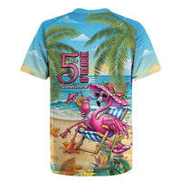 Flamingo Aloha Hawaii Rugby Jersey It's 5 O’Clock Somewhere Tropical Vibes - Polynesian Pride
