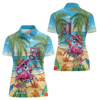 Flamingo Aloha Hawaii Women Polo Shirt It's 5 O’Clock Somewhere Tropical Vibes - Polynesian Pride