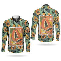 Aloha Hawaii Mikana Couples Matching Puletasi and Long Sleeve Button Shirt Hawaiian Papaya Stylized Stamp LT14 - Polynesian Pride