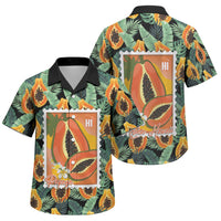 Aloha Hawaii Mikana Family Matching Off The Shoulder Long Sleeve Dress and Hawaiian Shirt Hawaiian Papaya Stylized Stamp LT14 Son's Shirt Green - Polynesian Pride