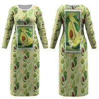 Aloha Hawaii Avocado Family Matching Long Sleeve Bodycon Dress and Hawaiian Shirt Hawaiian Fruit Stylized Stamp LT14 Mom's Dress Green - Polynesian Pride