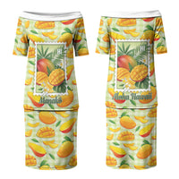 Aloha Hawaii Manako Palaka Motifs Couples Matching Puletasi and Hawaiian Shirt Hawaiian Mango Stylized Stamp LT14 - Polynesian Pride