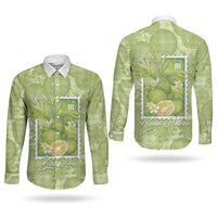Aloha Hawaii Ulu Palaka Motifs Couples Matching Long Sleeve Bodycon Dress and Long Sleeve Button Shirt Hawaiian Breadfruit Stylized Stamp LT14 - Polynesian Pride