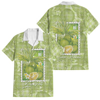Aloha Hawaii Ulu Palaka Motifs Family Matching Long Sleeve Bodycon Dress and Hawaiian Shirt Hawaiian Breadfruit Stylized Stamp LT14 Dad's Shirt - Short Sleeve Green - Polynesian Pride