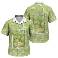 Aloha Hawaii Ulu Palaka Motifs Family Matching Short Sleeve Bodycon Dress and Hawaiian Shirt Hawaiian Breadfruit Stylized Stamp LT14 Son's Shirt Green - Polynesian Pride