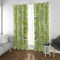 Aloha Hawaii Ulu Palaka Motifs Window Curtain Hawaiian Breadfruit Stylized Stamp LT14 With Grommets Green - Polynesian Pride