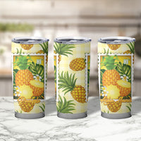 Aloha Hawaii Hala Kahiki Palaka Motifs Tumbler Cup Hawaiian Pineapple Stylized Stamp LT14 - Polynesian Pride