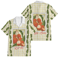 Aloha Hawaii Rambutan Palaka Motifs Family Matching Puletasi and Hawaiian Shirt Hawaiian Fruit Stylized Stamp LT14 Dad's Shirt - Short Sleeve Yellow - Polynesian Pride