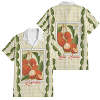 Aloha Hawaii Rambutan Palaka Motifs Family Matching Short Sleeve Bodycon Dress and Hawaiian Shirt Hawaiian Fruit Stylized Stamp LT14 Dad's Shirt - Short Sleeve Yellow - Polynesian Pride