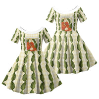 Aloha Hawaii Rambutan Palaka Motifs Family Matching Tank Maxi Dress and Hawaiian Shirt Hawaiian Fruit Stylized Stamp LT14 Daughter's Dress Yellow - Polynesian Pride
