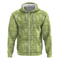 Omaomao Hawaii Breadfruit Palaka Motifs Hoodie LT14 Zip Hoodie Green - Polynesian Pride