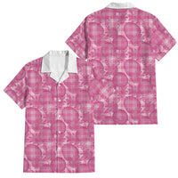Alaka Hawaii Breadfruit Palaka Motifs Family Matching Off Shoulder Maxi Dress and Hawaiian Shirt LT14 Dad's Shirt - Short Sleeve Pink - Polynesian Pride
