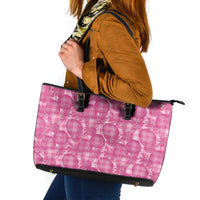 Alaka Hawaii Breadfruit Palaka Motifs Leather Tote Bag