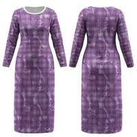 Poni Hawaii Breadfruit Palaka Motifs Couples Matching Long Sleeve Bodycon Dress and Long Sleeve Button Shirt LT14 - Polynesian Pride