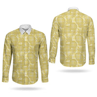 Melemele Hawaii Breadfruit Palaka Motifs Couples Matching Off Shoulder Short Dress and Long Sleeve Button Shirt LT14 - Polynesian Pride
