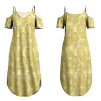 Melemele Hawaii Breadfruit Palaka Motifs Couples Matching Summer Maxi Dress and Hawaiian Shirt LT14 - Polynesian Pride