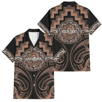 Aotearoa Kati Mamoe Personalised Family Matching Tank Maxi Dress and Hawaiian Shirt Maori Iwi Poutama Puhoro Tattoo LT14 Dad's Shirt - Short Sleeve Brown - Polynesian Pride