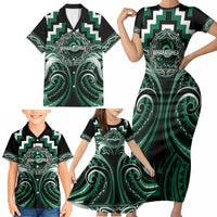 Aotearoa Whakatohea Personalised Family Matching Short Sleeve Bodycon Dress and Hawaiian Shirt Maori Iwi Poutama Puhoro Tattoo LT14 - Polynesian Pride