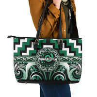 Aotearoa Whakatohea Leather Tote Bag Maori Iwi Poutama Puhoro Tattoo LT14 - Polynesian Pride